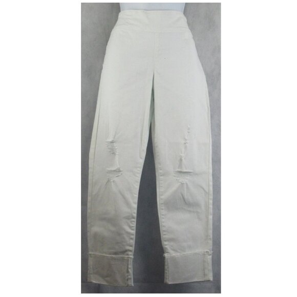 INC Women's Mid-Rise Straight-Leg Distressed Pull-On Jeans, White, 6 / 28 Waist - Picture 1 of 2